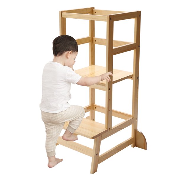 OUKANING Kids Step Ladder Stool Toddler Learning Tower Bar Helper Step