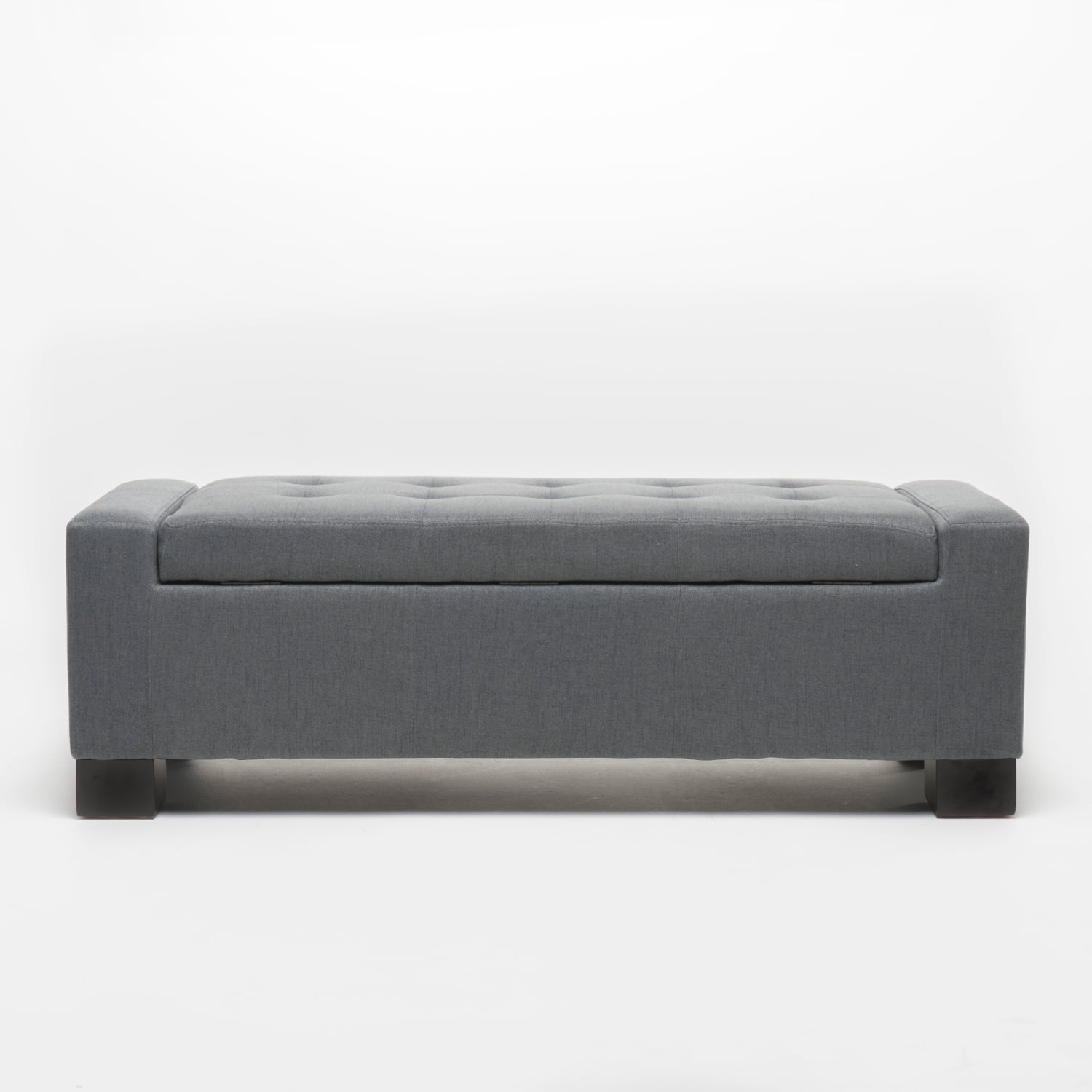 Lisonu Guernsey Storage Ottoman Bench with Hidden Storage, Grey Upholstered Polyester, Coffee Table & Accent Seat for Living Room, Entryway or Bedroom — 50.25L x 20W x 16.75H