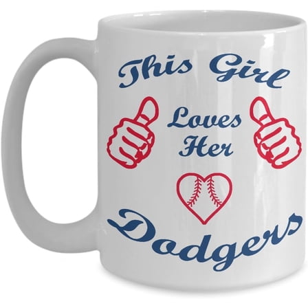 Girl Loves Dodgers Baseball Ceramic Coffee Mug Tea Cup