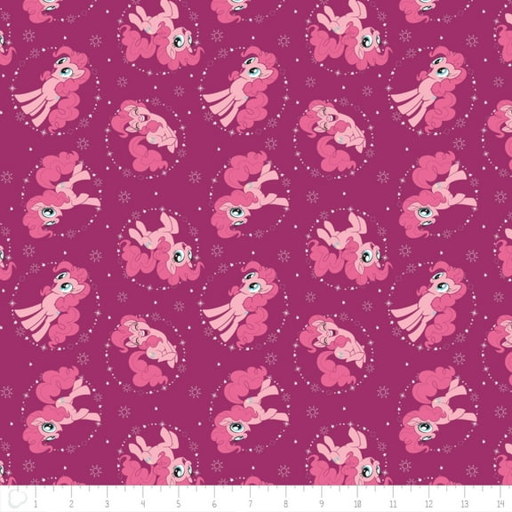 My Little Pony Pinkie Pie Fuchsia 100% Cotton Fabric Sold by the Yard