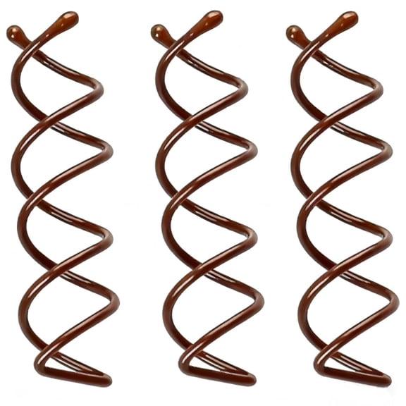 TELOLY 3 Pack Spiral Hair Pins,Brown Spin Pins for Hair Buns,Non-Scratch Twist Hair Pins with All-Day Hold for Women,Ideal for Buns,Updos and Everyday Styling