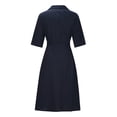 thumbnail image 3 of CHUANK Robe Maxi pour Femmes Économies Liquidation Aubaines Femmes Coton Lin Uni Manches Mi-Longues à Lacets Col à Revers Robe Grande Taille Été Décontractée Longues Robes Robes d'Invitée de Mariage Robe de Plage Fête Na, 3 of 4