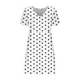 thumbnail image 4 of Polka Dot Dresses for Women 2025 Summer Short Sleeve Midi Dress Casual Loose A Line Beach Vacation Sun Dresses, 4 of 5