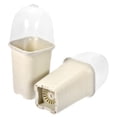 thumbnail image 1 of Unique Bargains 4' Square Nursery Pot Plastic Flower Plant Container with Cover 3 Pack White, 1 of 6