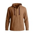 thumbnail image 5 of YABCSAZ Men's 2 Piece Cotton Linen Sets Casual Long Sleeve Button Hoodie and Loose Pants Set Beach Vacation Outfits Casual Lightweight Lounge Sets, 5 of 7