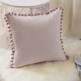 thumbnail image 4 of Set of 2 Pom Pom Velvet Cushions Solid Color Pillow, 4 of 5