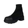thumbnail image 1 of NECHOLOGY Botas Mujer Zapatos Botines para mujer Botas de moda de tacón grueso de cabeza redonda de punto de cuero de Color sólido de estilo británico a la moda para mujer (Black, 7.5), 1 of 7