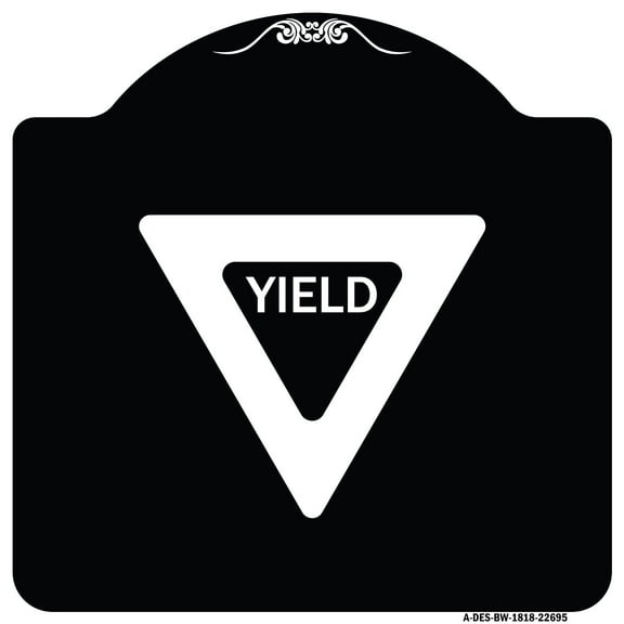 SignMission Designer Series Sign - Yield | Black & White 18" X 18" Heavy-Gauge Aluminum Architectural Sign | Protect Your Business & Municipality | Made in the USA