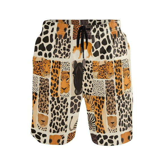 joogoo Men's Swim Trunks Animal Skins Leopard Beach Shorts with Pockets M