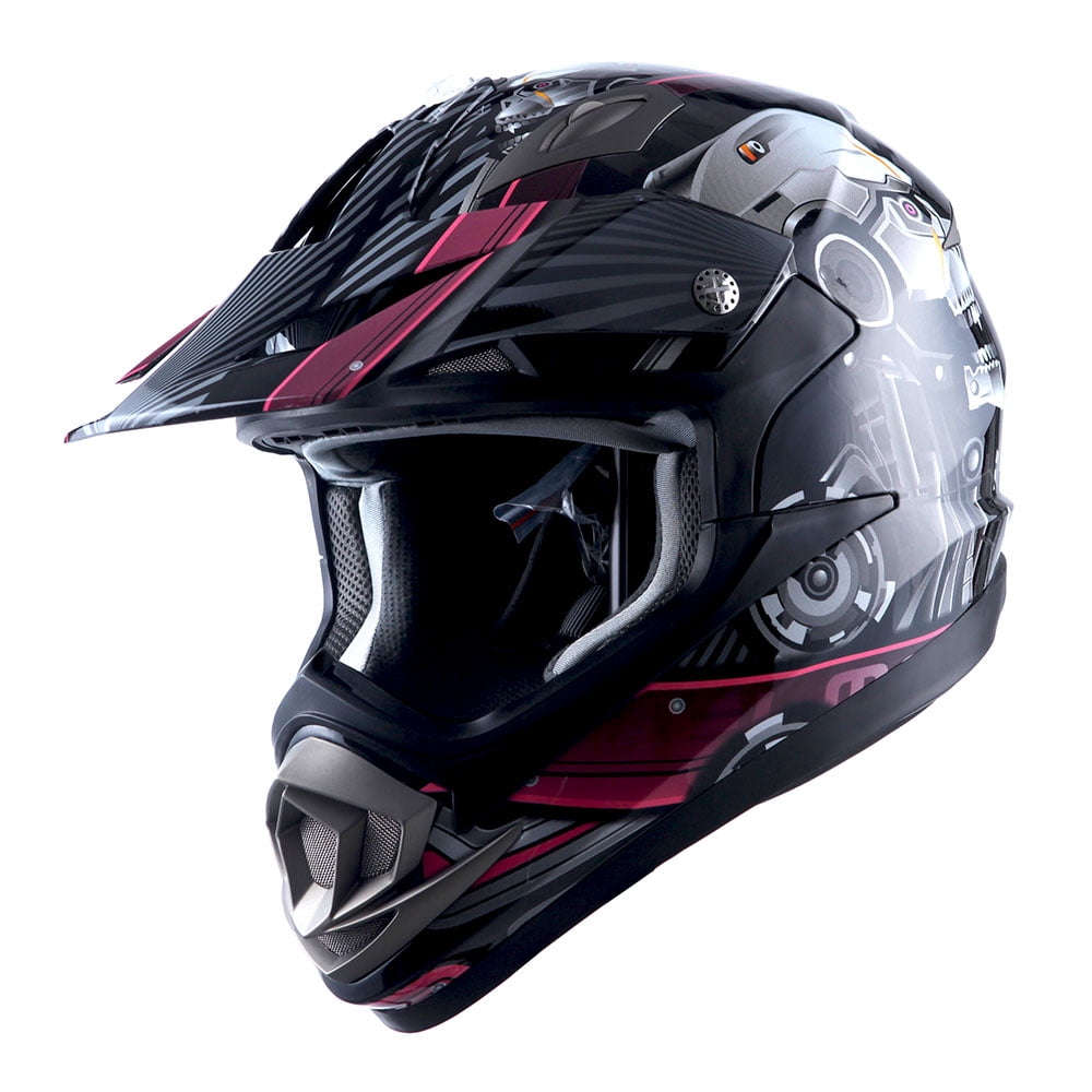 1STORM MOTORCYCLE BIKE FULL FACE HELMET HGXP14B BOOSTER Skull Pink