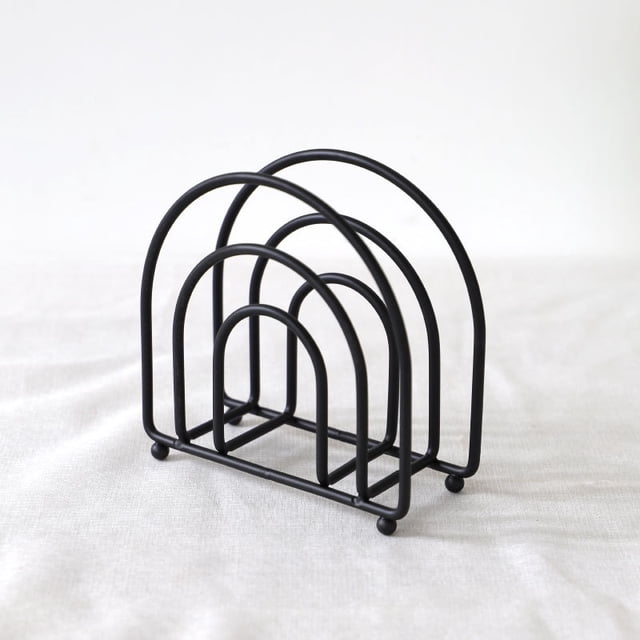 Nvzi 2 servilleteros de metal de diseño simple, verticales y decorativos para la mesa de la cocina, color negro.