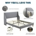 thumbnail image 4 of Queen Size Bed Frame, Platform Bed Frame with Upholstered Headboard, Modern Deluxe Wingback, Wood Slat Support, Mattress Foundation, 4 of 8