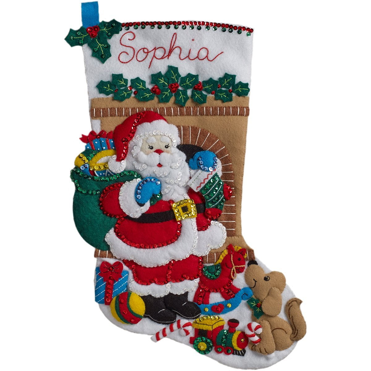 86702 Felt Applique Stocking Kit Santa's Visit, Size 18