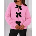 thumbnail image 4 of PRETTYGARDEN Cardigan Sweaters for Women Fall Bow Tie Front Long Sleeve Knit Sweater Tops Cute Going Out Outfits, 4 of 9