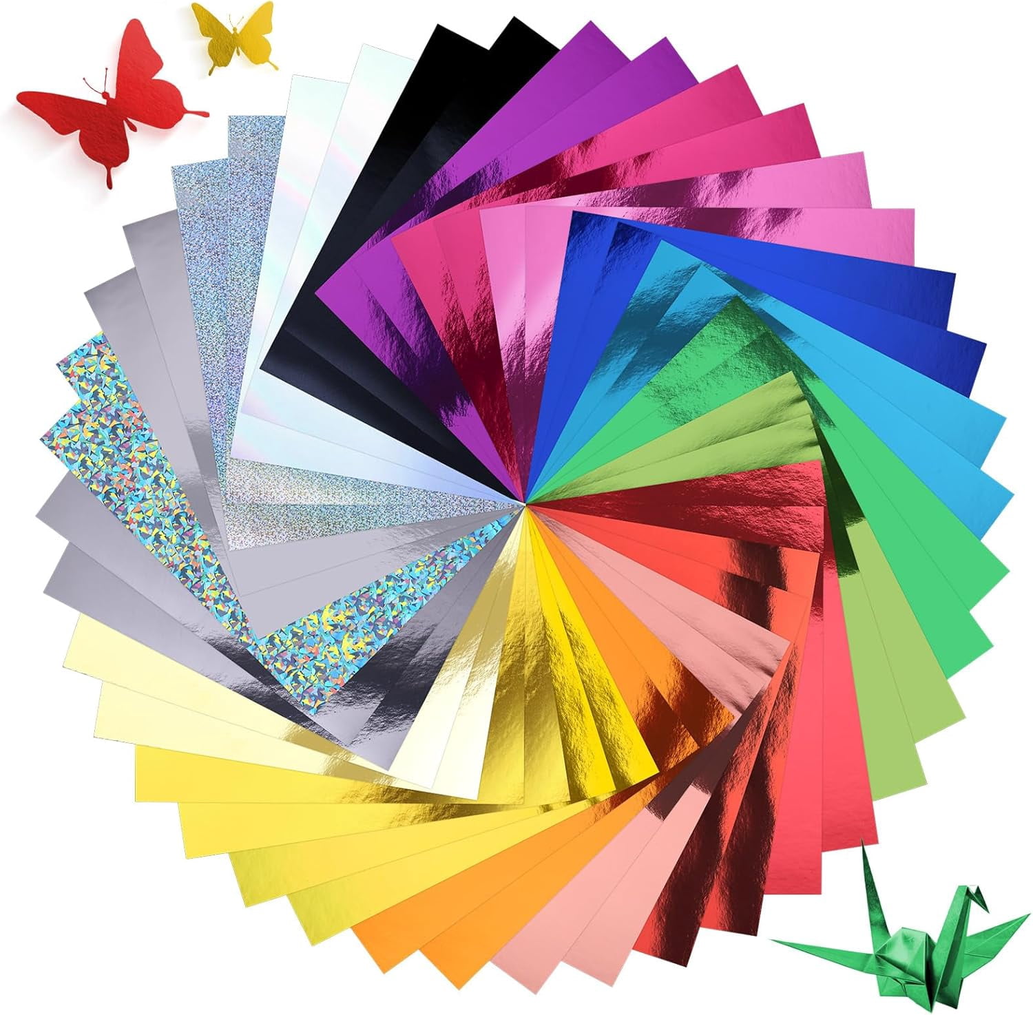 200 Sheets Metallic Mixed Cardstock Paper Bulk 20 Colors,Foil Board Paper 8.5" x 11", Mirror Finish Surface, Assorted Mixed Glitter Paper 250gsm for Crafting Card Making Invitations Decorations