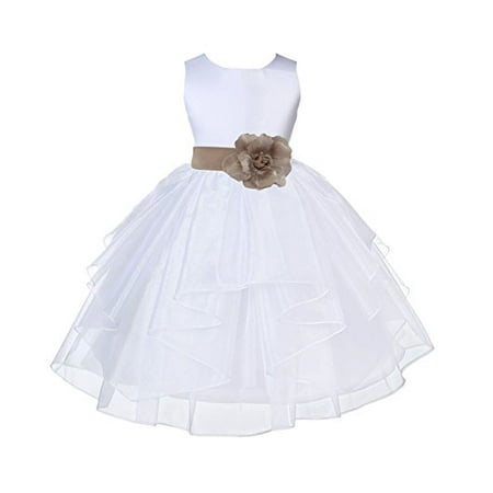 

Ekidsbridal White Satin Shimmering Organza Formal Flower Girl Dresses Communion Dress Baptism Dress Holiday Dresses Toddler Girl Dresses Junior Bridesmaid Dress Special Occasion Dresses 4613T
