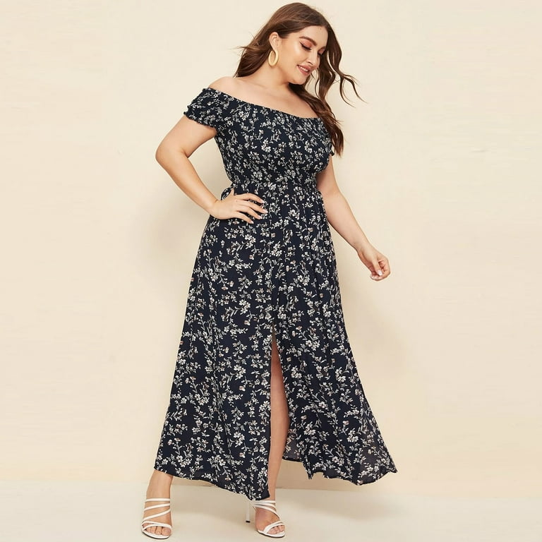 Floral Frenulum Off the Shoulder Printed Dresses(9 Colors) Floral Frenulum Off the Shoulder Printed Dresses(9 Colors)