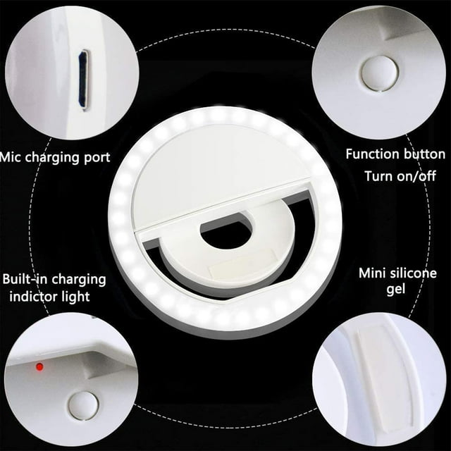 Amdohai Selfie Ring Light USB Rechargeable Portable Clip-on Selfie