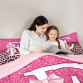 thumbnail image 4 of Manfei Cute Letter E Queen Comforter Set,Pretty Bowtie Comforter Sets Queen,Pink,Pink Reversible,3pcs,1 Comforter and 2 Pillowcases, 4 of 7