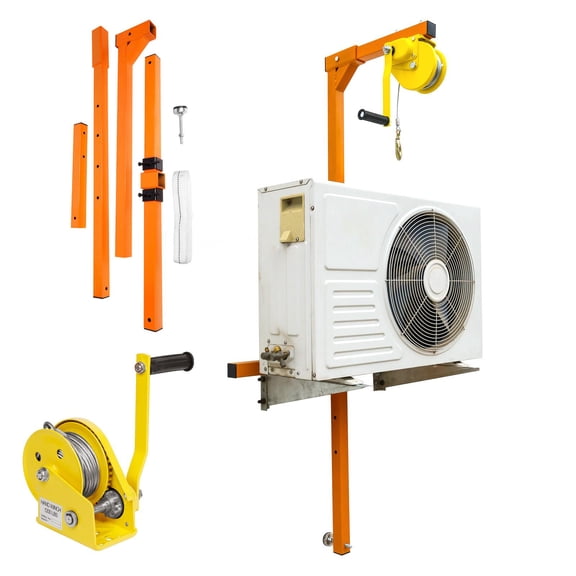 Air Conditioner Installation Lifting Crane Tool, Hand Winch Crane, 1200 LBS Load Capacity, Outdoor Unit Hoist Bracket
