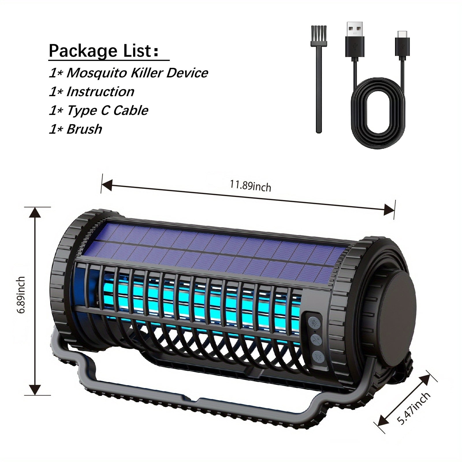 Solar Bug Zapper Outdoor Waterproof, Portable Rechargeable Mosquitoes Killer Lamp, Electric Fly Zapper for Home, Patio, Backyard, Camping