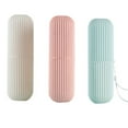 thumbnail image 2 of Toothbrush Holder Stripe Travel Toothpaste Storage Box Plastic Bathroom Wash Cup Traveling Outdoor Hiking Toothbrush Case, 2 of 9