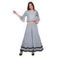 thumbnail image 5 of Moomaya Printed Long Palazzo And V- Neck Crop Top Set For Women Ethnic Dresses, 5 of 6