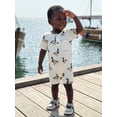 thumbnail image 6 of BemeyourBBs Newborn Baby Boy Mallard Duck Outfit Infant Baby Boys Summer Clothes Romper Shors Short Sleeve Duck Cattle Print Jumpsuit with Chest Pocket One Piece Playsuit, 6 of 9
