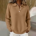 thumbnail image 2 of WTXUE Women's Buttoned Polo Knit Sweater Comfortable Soft Long Sleeve Shirt Fall Fashion Tops Relaxed Fit Tunic Dressy Casual Pullover Sweater Clothes Cute Trendy Work Outfits Khaki L, 2 of 5