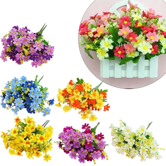 Clearance Under $1 Lifelike Artificial Daisy Flower Bouquet for Outdoor Garden and Wedding Decor - Style F (Yellow)