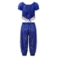 thumbnail image 2 of Alvivi Kids Girls Belly Dance Outfits Sequin Tassels Crop Top with Bloomers Pants Fancy Dress Up Blue 2Pcs/Set 3-6, 2 of 7