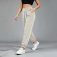 thumbnail image 5 of XuJwPNcy Women Jogger Pants Lightweight Drawstring High Waist Cinch Bottoms Trousers Workout Running Pants with Pockets(Beige,Large), 5 of 7