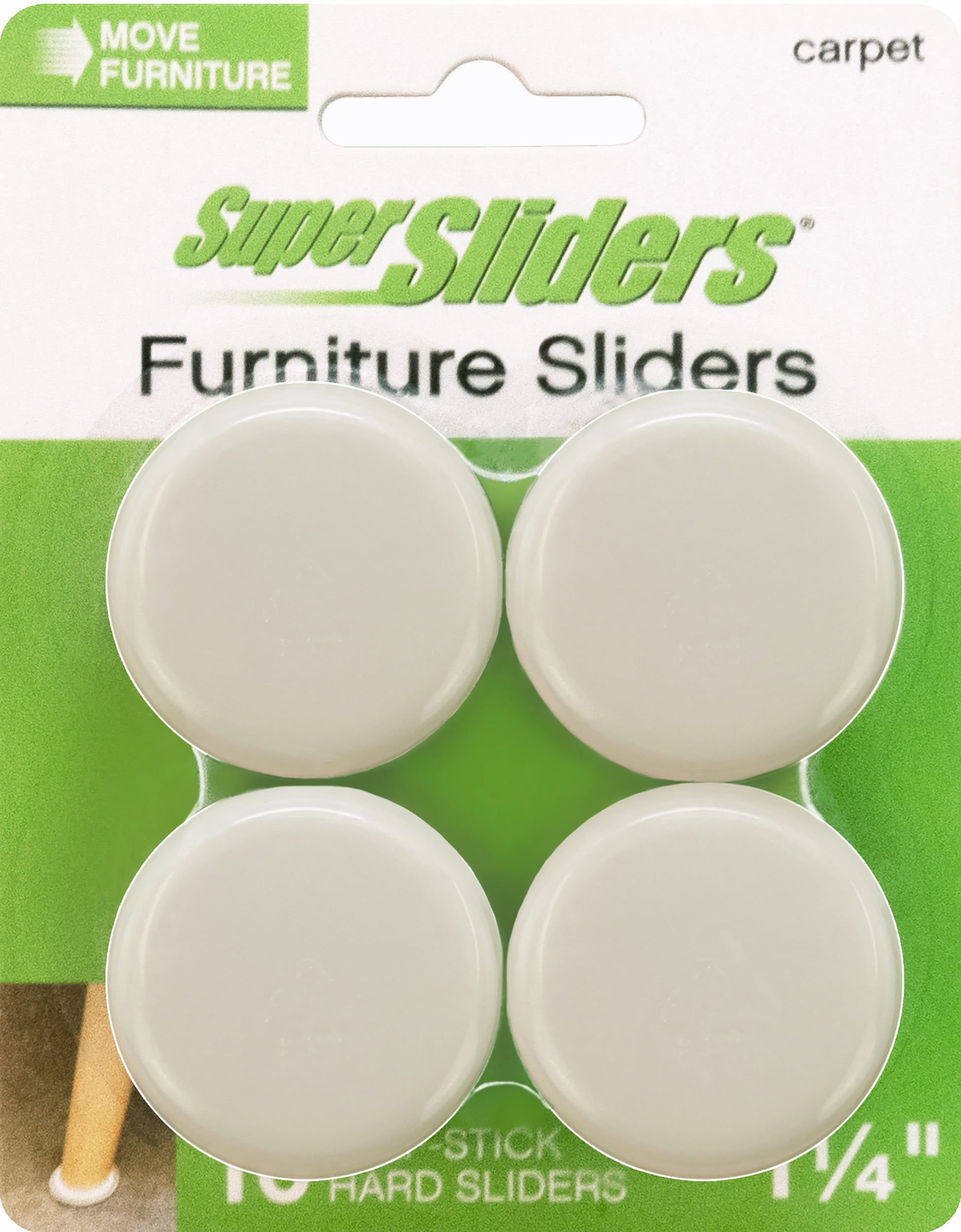 Super Sliders 1¼" Round Furniture Sliders – 16 pack, Self-Stick Pads for Carpeted Surfaces (Beige)