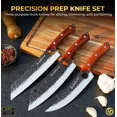 thumbnail image 3 of SliceElite Heritage Forge 3 Piece Knife Set Meat Prep Set Boning Knife Scimitar Kiritsuke Forged Steel Kitchen Knives for Cutting Slicing Trimming Full Tang Wood Handle, 3 of 9