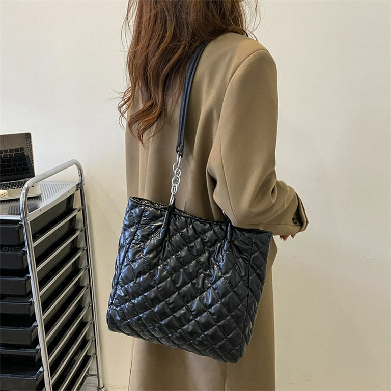 Clearance! Lotpreco Shoulder Handbags for Women Quilted Tote Purse Ladies  Designer Satchel Hobo Bag with Chain Strap Gift