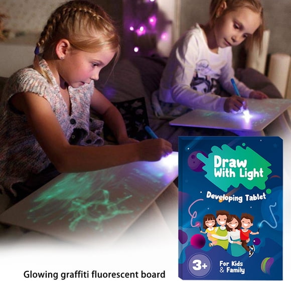 Children Sketch Board with Luminescent Coating Painting Board Educational Drawing Tool Set A4