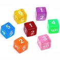 thumbnail image 2 of Juego de dados cuadrados de esquina, juego de dados coloridos de acrílico transparente de 6 lados, juegos para Club/fiesta/familia, 7 unidades por lote, 2 of 4