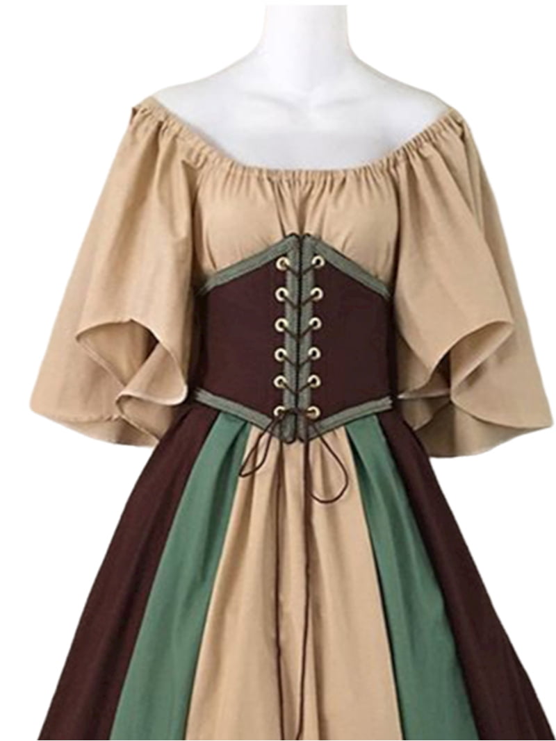 FASHIONWT Women Retro Cutaway Flying Sleeve Draw String Gothic Midi Dress -  Walmart.com