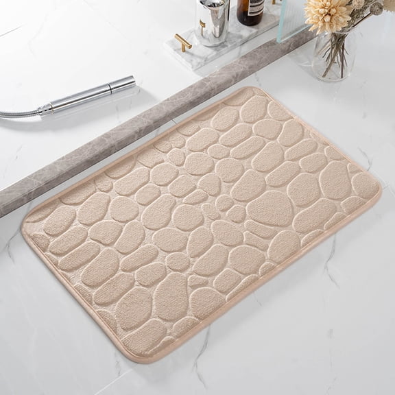 Bath Rug, Super Absorbent Memory Foam Bathroom Mat with Non-Slip Backing, Machine Washable Shower Mat, Thick Soft Embossed Carpet for Safety and Comfort