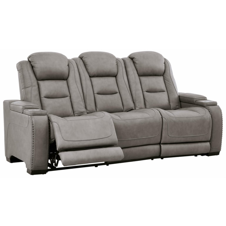Ashley Furniture Magician Gray Leather Reclining Sofa | Cabinets Matttroy