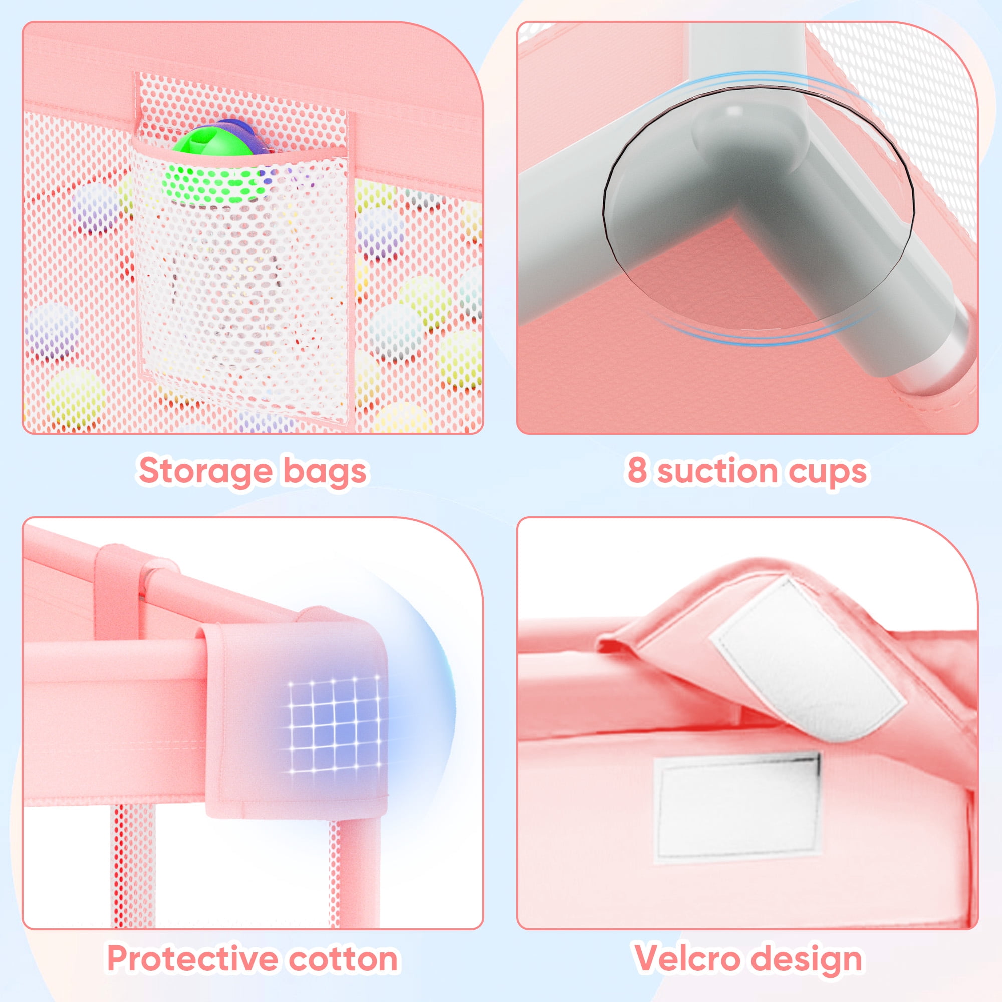 babyeap Baby Playpen,50x50 Inch Baby Playards for Babies and Toddlers,Fence Baby Play Yards for Indoor & Outdoor with Breathable Mesh,Pink