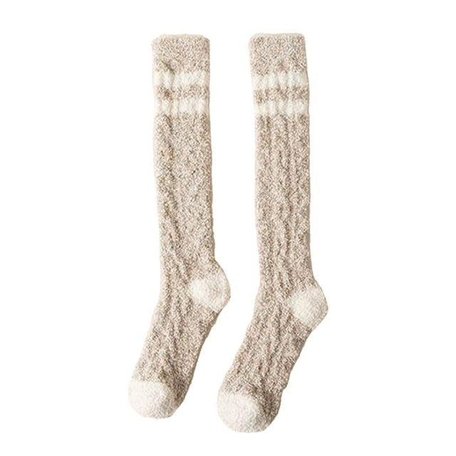 FhsagQ Socks Socks for Men Crotchless Plus Size Winter Stocking Stocking Lady Stocking Striped Candy Coloured Coral Stocking with Thick Warm Floor Socks for Men Crotchless Socks Coffee One Size