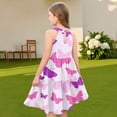 thumbnail image 7 of Abcomgle Cute Sundresses Dresses for Girls 10-12 Casual Halter Neck Sleeveless Girls Dresses Butterfly Sundresses Flare A-line Swing Dresses 7-8 Years,Purple Pink, 7 of 7