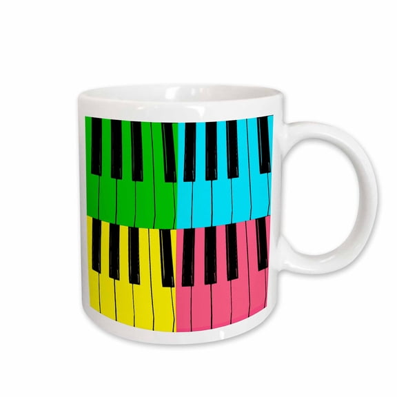 3drose, Fun Colors Piano Keys- Musical Art- Instruments, 15oz Mug