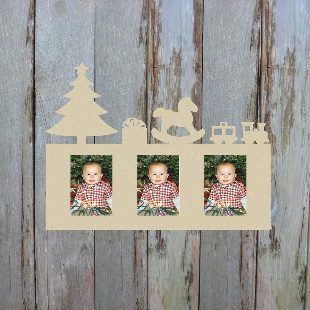 Christmas Photo Picture Frame Unfinished, 4x6 Wood Frame, BuildACross