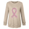 thumbnail image 3 of Pink Ribbon Shirt for Women Breast-Cancer Support T-Shirts Long Sleeve Crew Neck Pullover Shirts, 3 of 4