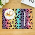 thumbnail image 3 of DouZhe Polyester Placemats Set of 4, Colorful Leopard Print Rainbow Animal Pattern Heat Resistant Place Mats for Dining Table, 12" x 18", 3 of 7
