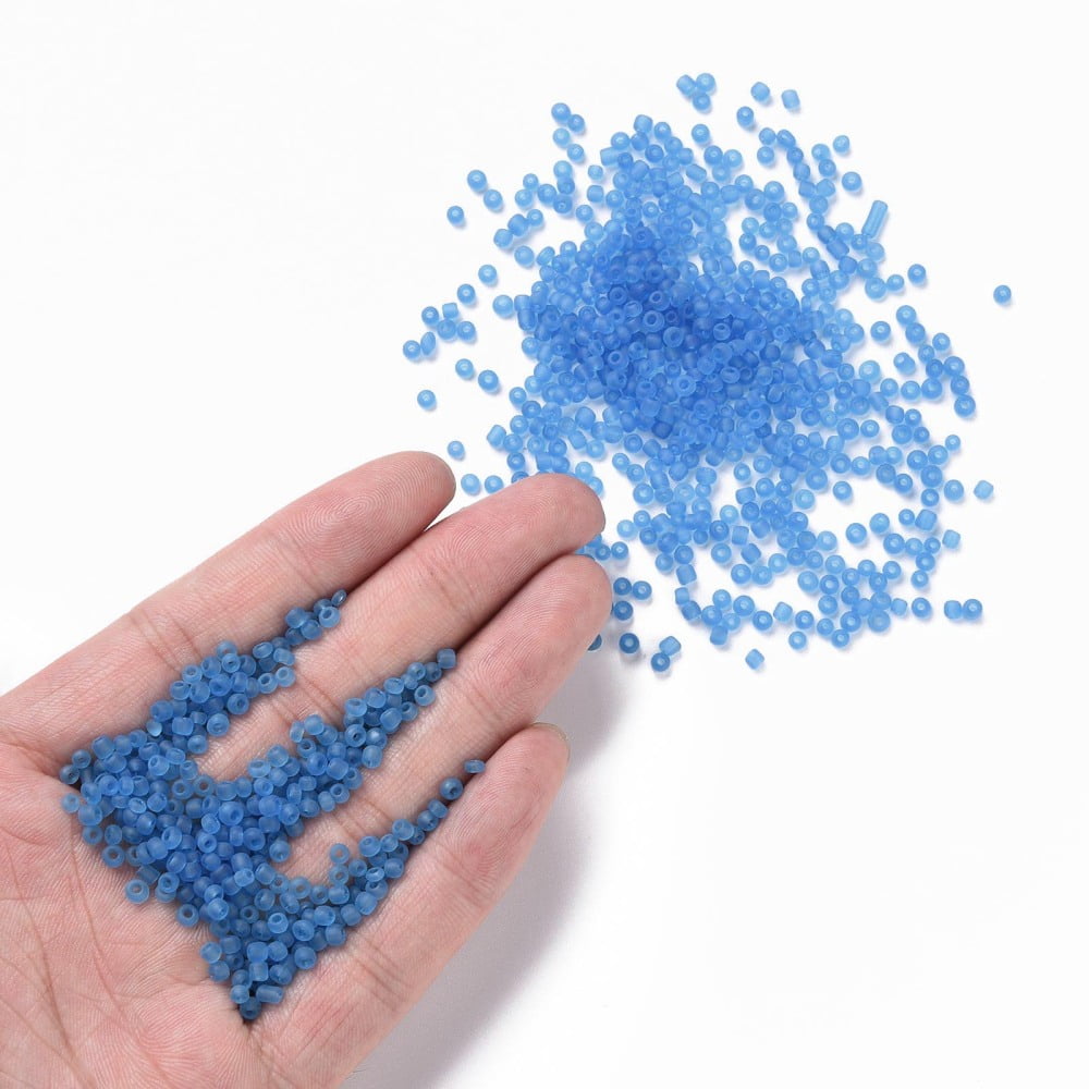Glass Seed Beads Frosted Colors Round Sky Blue 3mm