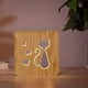 thumbnail image 2 of Lámpara de gato de madera, novedad, luz nocturna, lámpara de ilusión 3d para niños, lámpara de decoración para niños, alimentación USB, decoración de dormitorio, 2 of 5