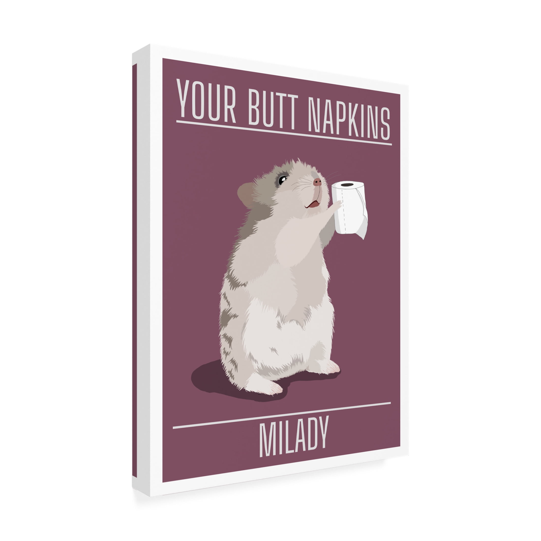 Canvas Wall Art - Bykammille  'Your Butt Napkins Milady' Wall Art for Living Room, Bedroom, or Office Décor by Trademark Fine Art - 14 x 19 Inches